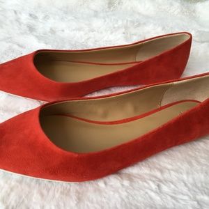 New In Box Red Suede Pointy Toe Flats